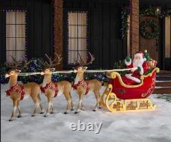 Home Depot 9 ft Giant Sized LED Santas Sleigh with Reindeer Holiday 2025 NIB