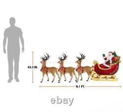 Home Depot 9 ft Giant Sized LED Santas Sleigh with Reindeer Holiday 2025 NIB