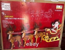 Home Depot 9 ft Giant Sized LED Santas Sleigh with Reindeer Holiday 2025 NIB