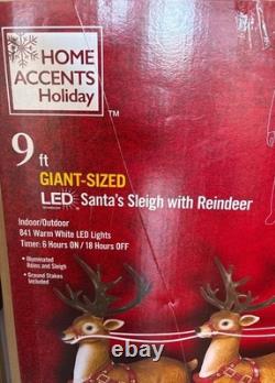 Home Depot 9 ft Giant Sized LED Santas Sleigh with Reindeer Holiday 2025 NIB