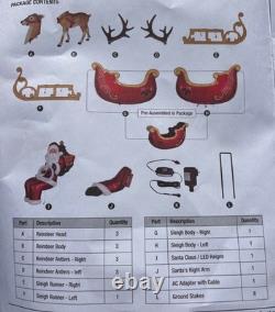 Home Depot 9 ft Giant Sized LED Santas Sleigh with Reindeer Holiday 2025 NIB