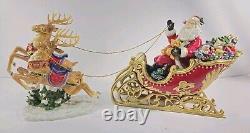 Home Interiors Porcelain Santa Sleigh 13 & Reindeer 11 2 Pc. 58118 58117 w Box