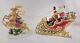 Home Interiors Porcelain Santa Sleigh 13 & Reindeer 11 2 Pc. 58118 58117 W Box