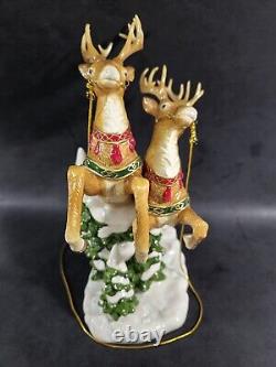 Home Interiors Porcelain Santa Sleigh 13 & Reindeer 11 2 Pc. 58118 58117 w Box