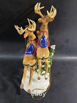 Home Interiors Porcelain Santa Sleigh 13 & Reindeer 11 2 Pc. 58118 58117 w Box