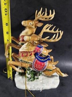 Home Interiors Porcelain Santa Sleigh 13 & Reindeer 11 2 Pc. 58118 58117 w Box