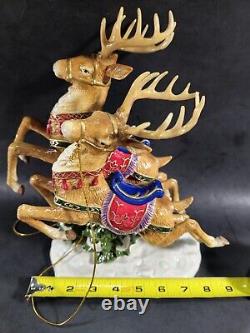 Home Interiors Porcelain Santa Sleigh 13 & Reindeer 11 2 Pc. 58118 58117 w Box