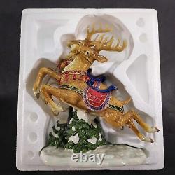 Home Interiors Porcelain Santa Sleigh 13 & Reindeer 11 2 Pc. 58118 58117 w Box