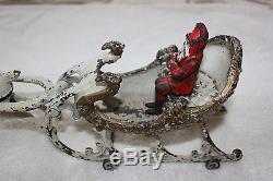 Hubley (1895- 1925) cast iron Santa in sleigh pulled by one reindeer