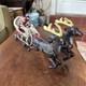 Hubley Style Cast Iron Santa Claus Sleigh & Reindeer Christmas Decoration