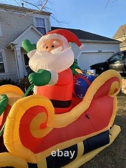 Huge 20ft Airblown Inflatable Light Up Christmas Santa on Sleigh Reindeer