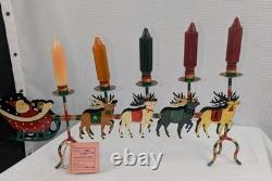 Husna Imports Large Metal Christmas Candelabra Sculpture Santa Sleigh Reindeer
