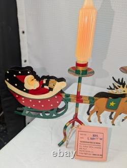 Husna Imports Large Metal Christmas Candelabra Sculpture Santa Sleigh Reindeer