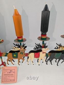 Husna Imports Large Metal Christmas Candelabra Sculpture Santa Sleigh Reindeer