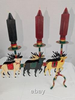 Husna Imports Large Metal Christmas Candelabra Sculpture Santa Sleigh Reindeer