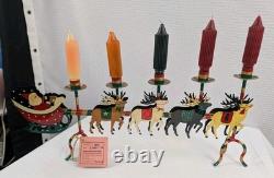 Husna Imports Large Metal Christmas Candelabra Sculpture Santa Sleigh Reindeer