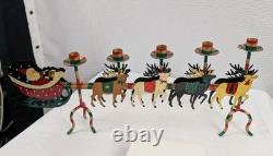 Husna Imports Large Metal Christmas Candelabra Sculpture Santa Sleigh Reindeer