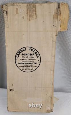 Husna Imports Large Metal Christmas Candelabra Sculpture Santa Sleigh Reindeer