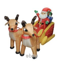 INFLATABLE LIGHTED SANTA SLEIGH WITH REINDEER 6 FEET YARD DECORATION (as, a)