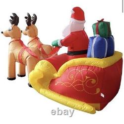 INFLATABLE LIGHTED SANTA SLEIGH WITH REINDEER 6 FEET YARD DECORATION (as, a)