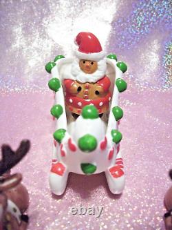 I? Vtg Christmas Santa & Reindeer Sleigh Figurine U want Adorable this is it