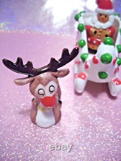I? Vtg Christmas Santa & Reindeer Sleigh Figurine U want Adorable this is it