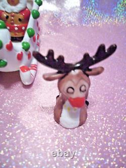 I? Vtg Christmas Santa & Reindeer Sleigh Figurine U want Adorable this is it