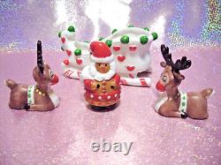 I? Vtg Christmas Santa & Reindeer Sleigh Figurine U want Adorable this is it