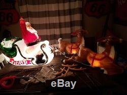 Illuminated Giant Santa, Sleigh & 2 Reindeer Blow mold with Box by General Foam