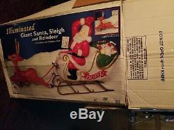 Illuminated Giant Santa, Sleigh & 2 Reindeer Blow mold with Box by General Foam