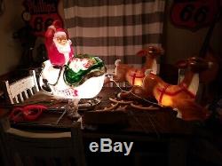 Illuminated Giant Santa, Sleigh & 2 Reindeer Blow mold with Box by General Foam