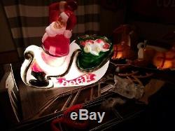 Illuminated Giant Santa, Sleigh & 2 Reindeer Blow mold with Box by General Foam