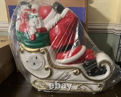 Illuminated Santa claus sleigh and reindeer blow mold -NIB