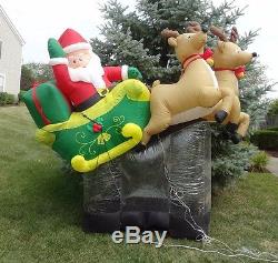 Inflatable Airblown Blow Up 8 FOOT Flying Santa Claus Sleigh Reindeer Christmas