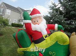 Inflatable Airblown Blow Up 8 FOOT Flying Santa Claus Sleigh Reindeer Christmas