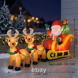 Inflatable Christmas Santa Sleigh with 2 Reindeer & Built-In LED Lights Outdoor