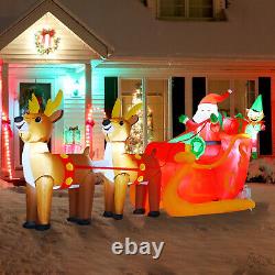 Inflatable LED Santa Claus Reindeers With Sleigh Christmas Yard Party Decoration