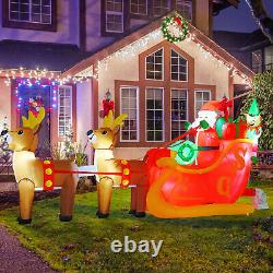 Inflatable LED Santa Claus Reindeers With Sleigh Christmas Yard Party Decoration