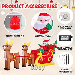 Inflatable LED Santa Claus Reindeers With Sleigh Christmas Yard Party Decoration