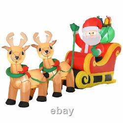 Inflatable Santa Claus Sleigh LED Lights Reindeer Christmas Holiday Party Decor