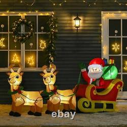 Inflatable Santa Claus Sleigh LED Lights Reindeer Christmas Holiday Party Decor