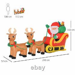 Inflatable Santa Claus Sleigh LED Lights Reindeer Christmas Holiday Party Decor