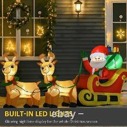 Inflatable Santa Claus Sleigh LED Lights Reindeer Christmas Holiday Party Decor