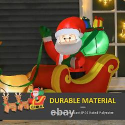 Inflatable Santa Claus Sleigh LED Lights Reindeer Christmas Holiday Party Decor