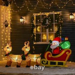 Inflatable Santa Claus Sleigh LED Lights Reindeer Christmas Holiday Party Decor