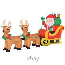 Inflatable Santa Claus Sleigh LED Lights Reindeer Christmas Holiday Party Decor