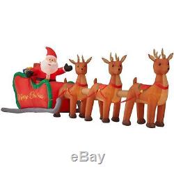 Inflatable Santa Reindeer Lighted Christmas Sleigh Blowup Yard Decoration Sale