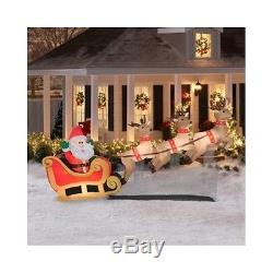 Inflatable Santa Sleigh Flying Reindeer Lighted Blow Up Yard Decoration Claus