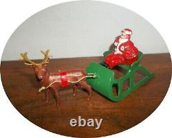 Inv747seldom Seen Reindeer Drawn Sleigh Rare Santabag Of Toys Barclay /manoil