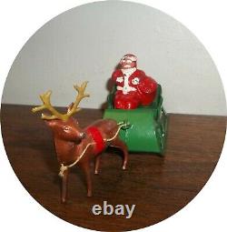 Inv747seldom Seen Reindeer Drawn Sleigh Rare Santabag Of Toys Barclay /manoil